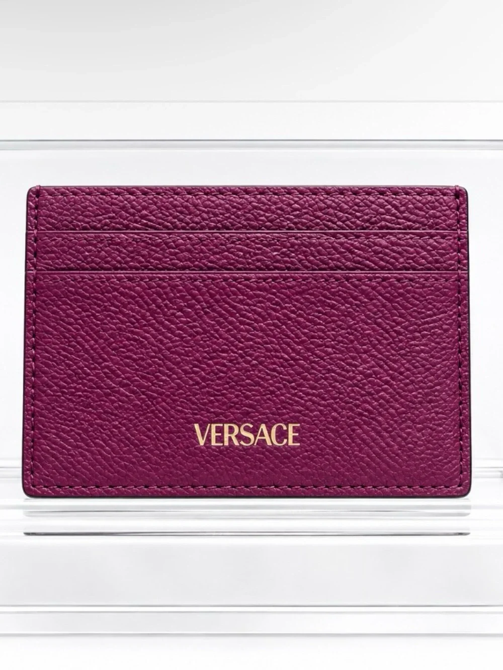 Versace La Medusa Leather Card Holder – Deep Purple/Gold